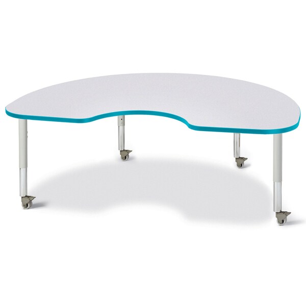 Berries Kidney Activity Table, 48 in. x 72 in., Mobile, Freckled Gray/Teal/Gray
